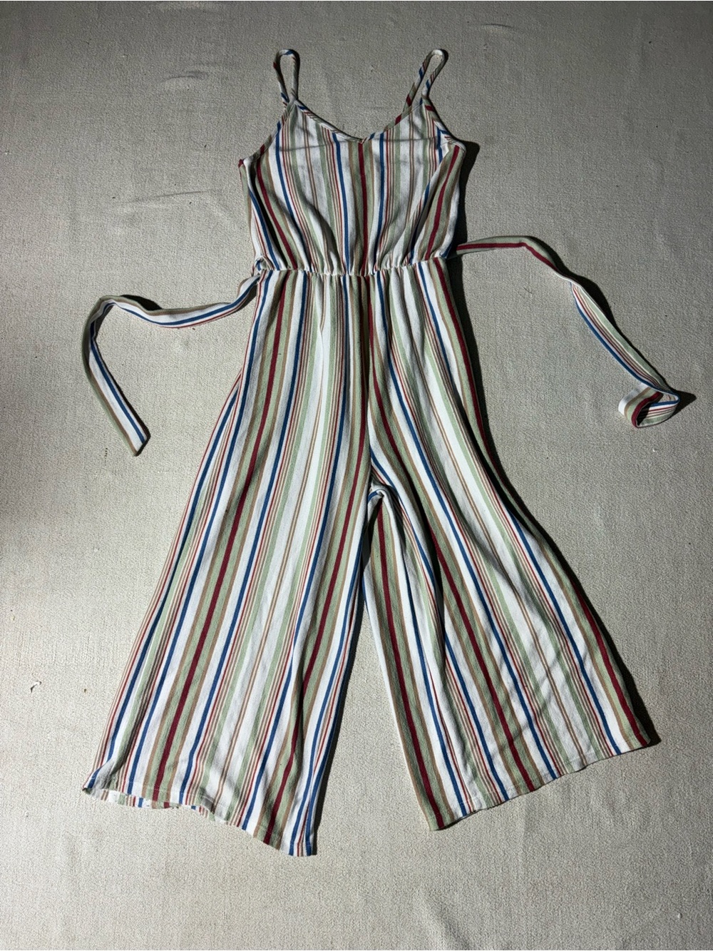 Ripe Striped Comfy Jersey Belted Cropped Wide Leg Jumpsuit